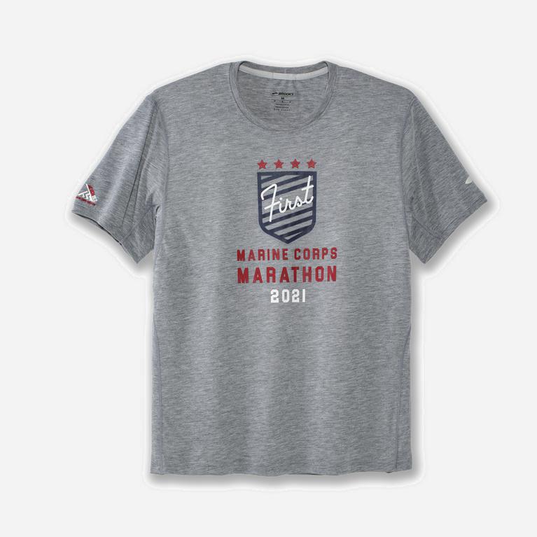 Brooks Distance Graphic Herren T-Shirts - Grau (ESJYB7408)